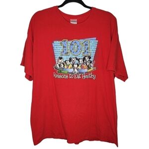 Vintage 101 Dalmatians 101 Reasons To Eat Healthy Medium Red Short Sleeve Shirt